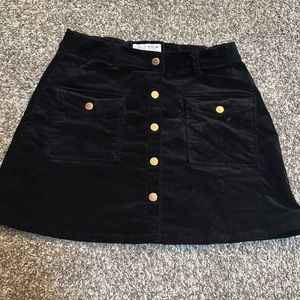 Black Zara velvet button up skirt.